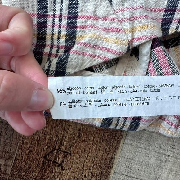 Zara TRF Womens Plaid Crop Top Size Small Bow Detail Pink Black - Picture 6 of 7